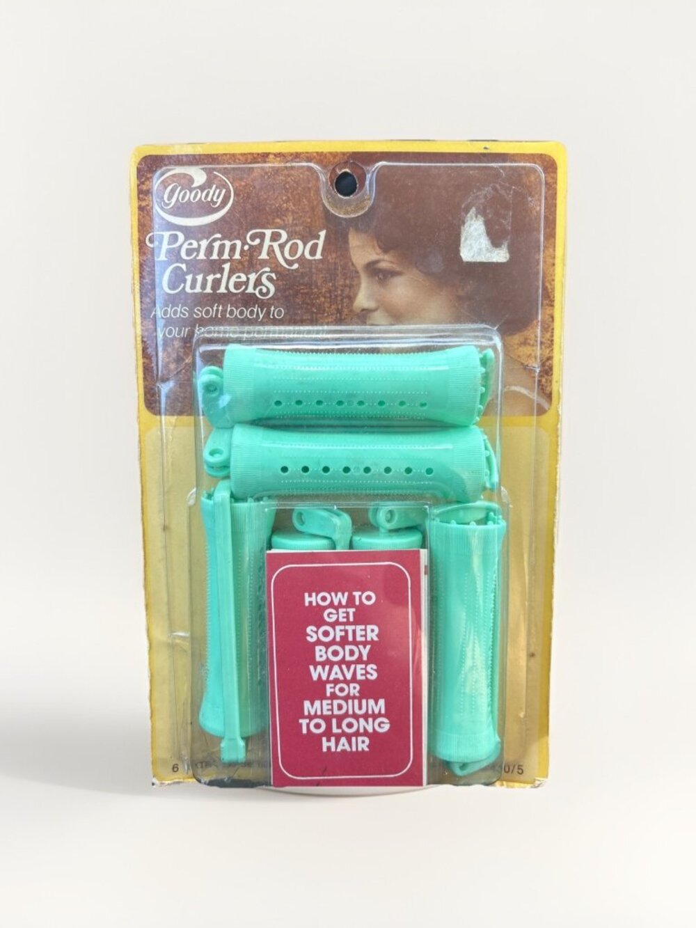 PERM CURLERS GOODY LARGE RODS #430/4 QTY 7 1978 USA BLUE PLASTIC OPEN BOX UNUSED